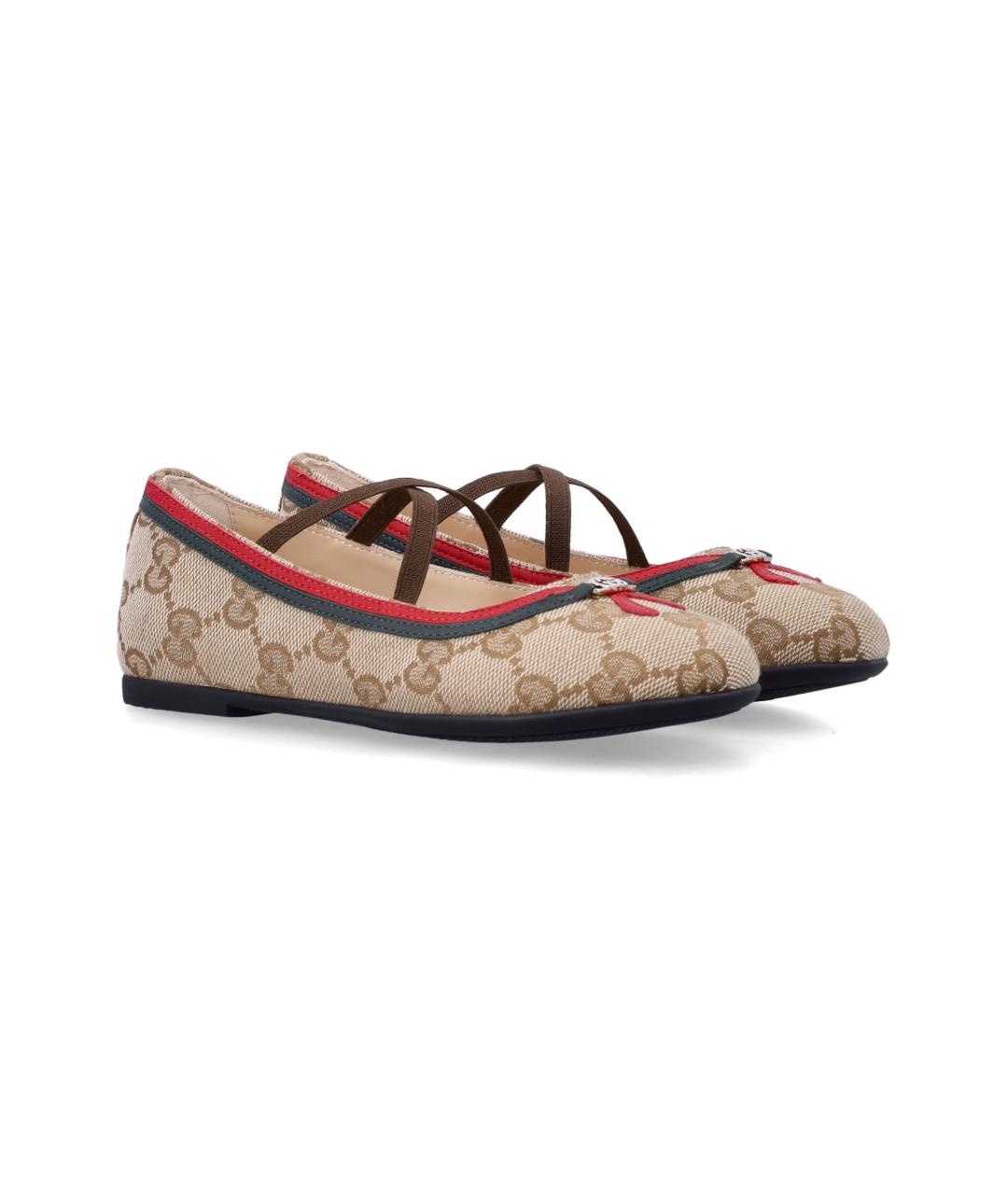 GUCCI Бежевые текстильные балетки, фото 3