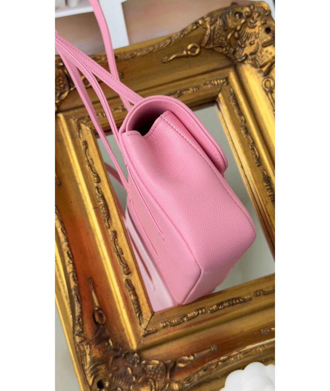 CHANEL Розовая кожаная сумка с короткими ручками, фото 5