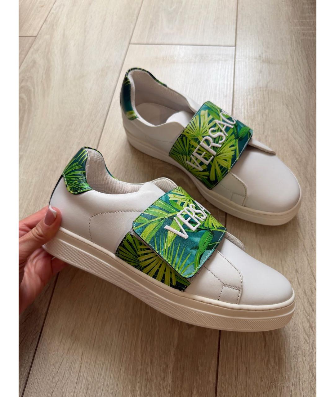 VERSACE Белые кожаные кеды, фото 8
