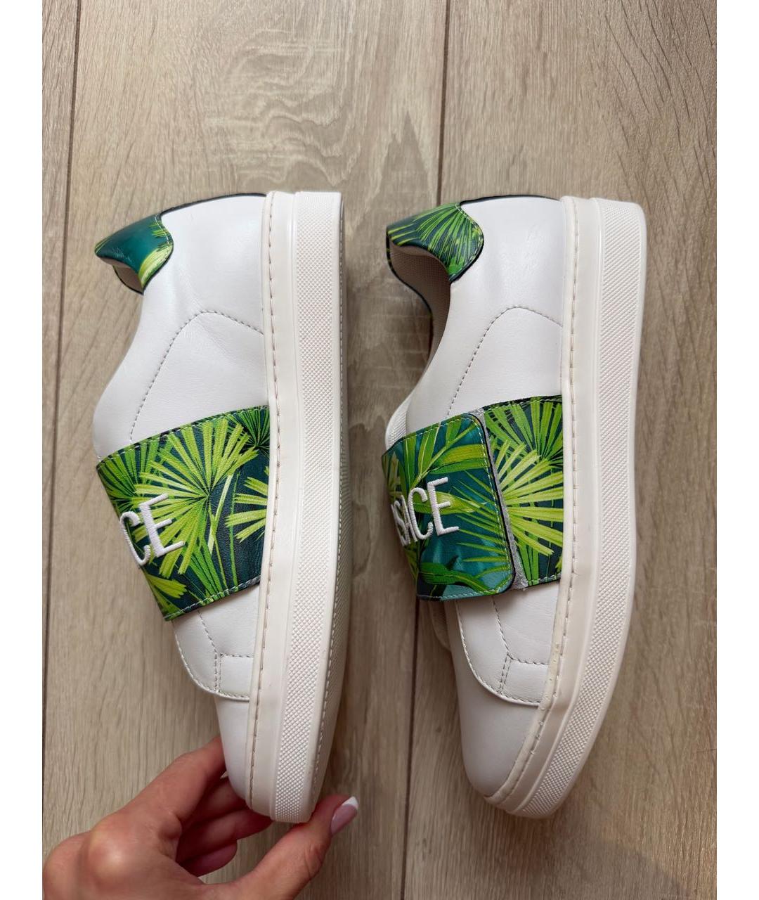VERSACE Белые кожаные кеды, фото 4