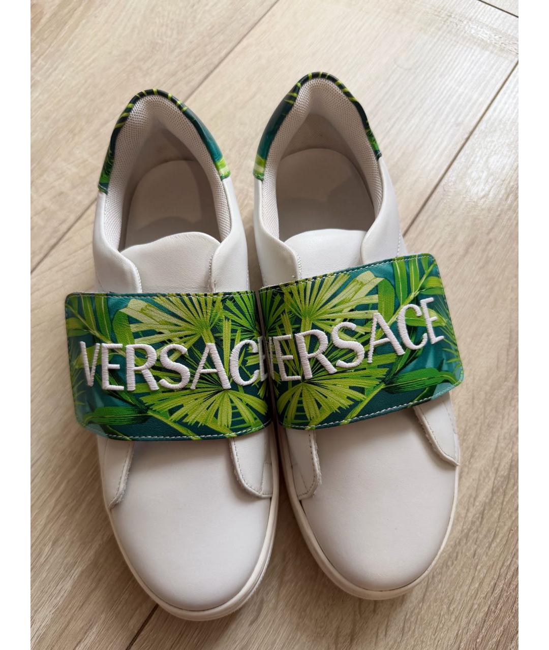 VERSACE Белые кожаные кеды, фото 2