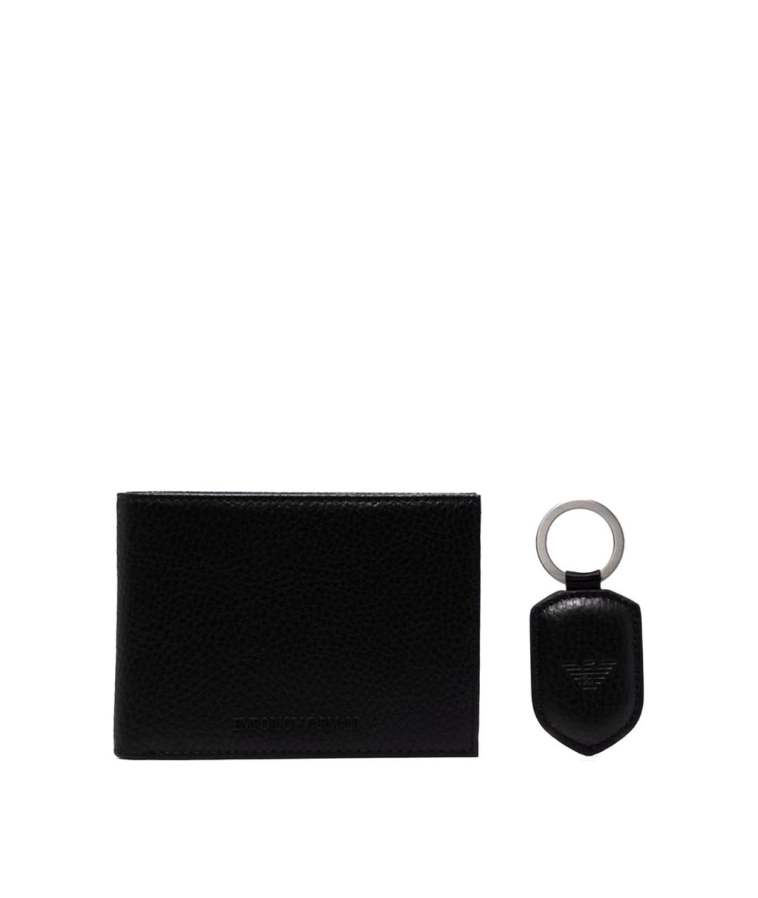 EMPORIO ARMANI Черный кожаный кошелек, фото 1