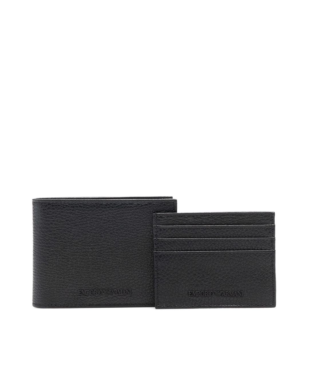 EMPORIO ARMANI Черный кожаный кошелек, фото 1