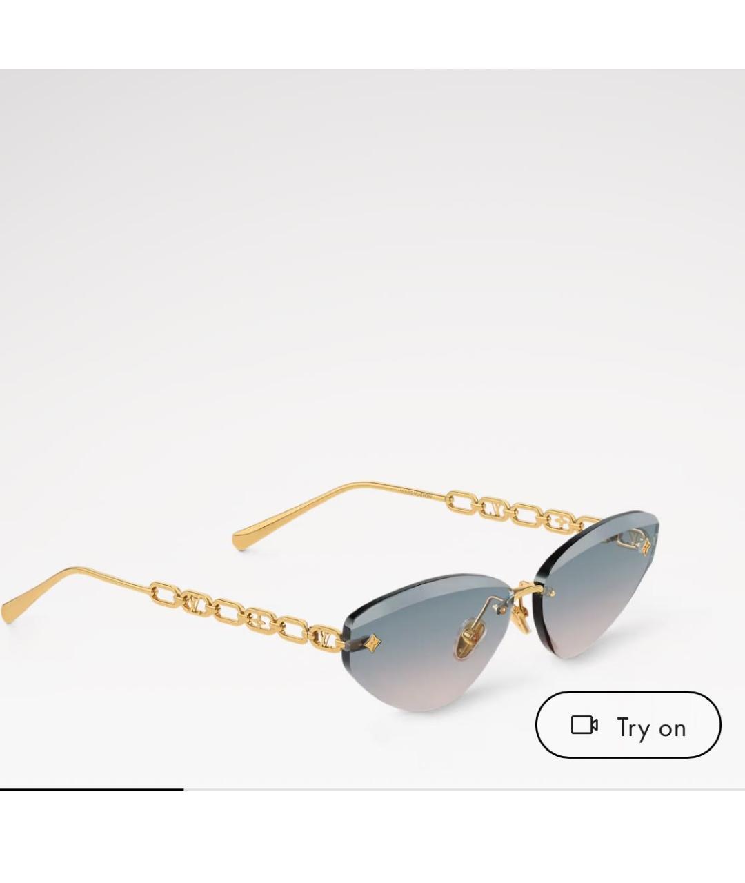 LOUIS VUITTON Золотые металлические солнцезащитные очки, фото 8