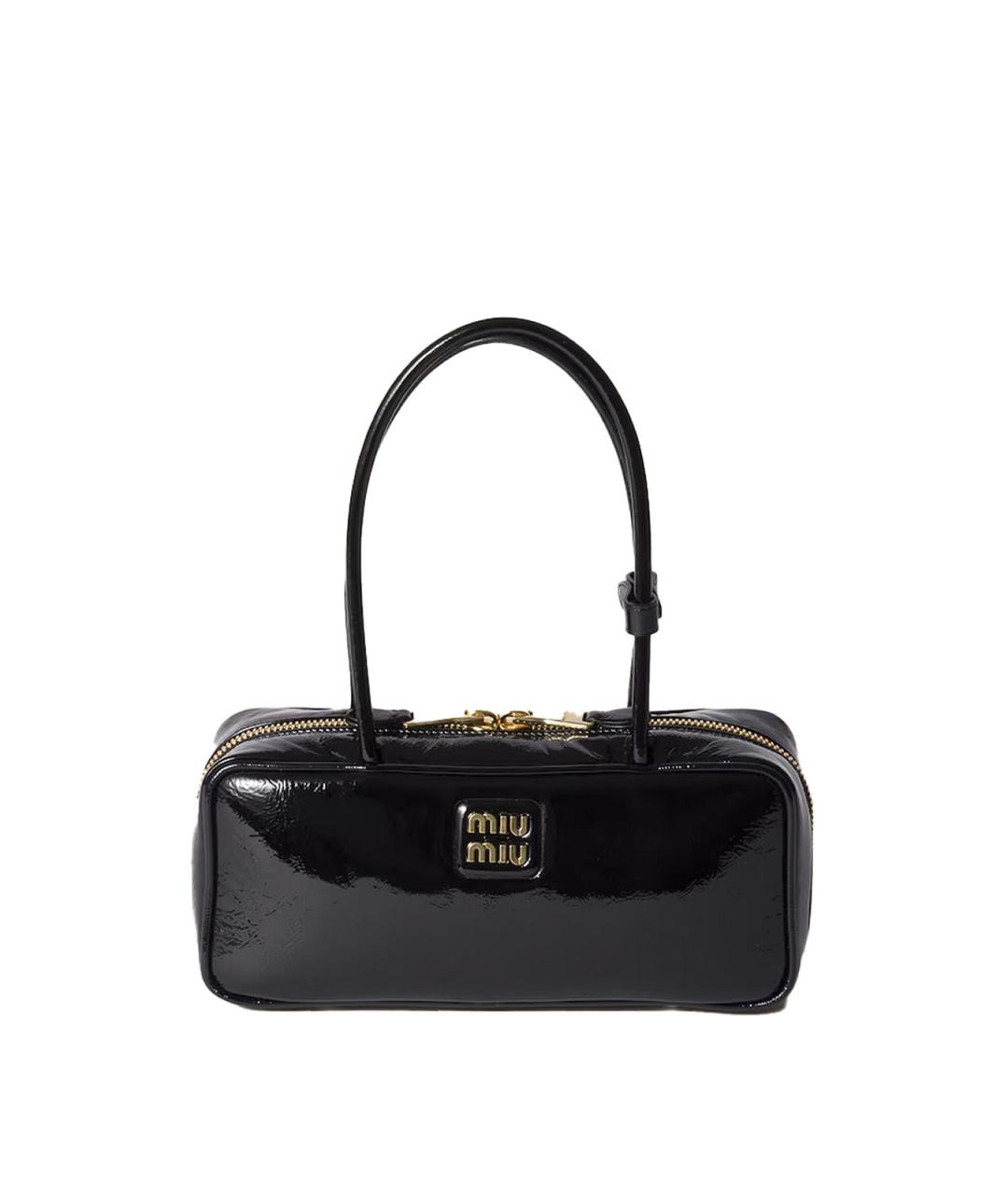 MIU MIU Черная сумка тоут из лакированной кожи, фото 6