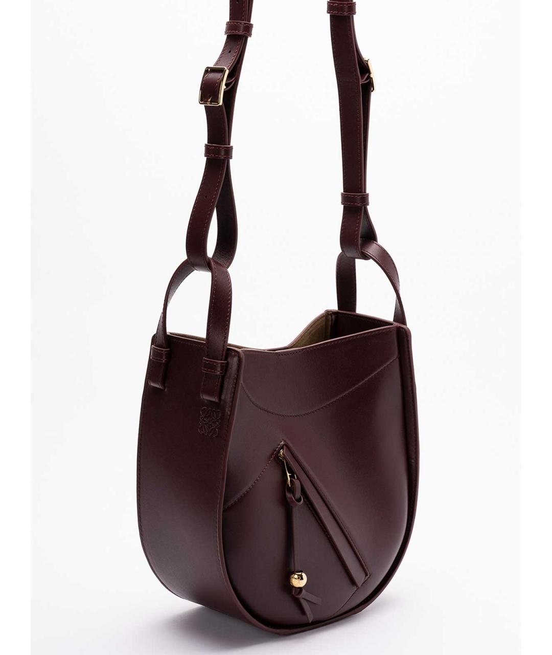 LOEWE Бордовая кожаная сумка тоут, фото 3