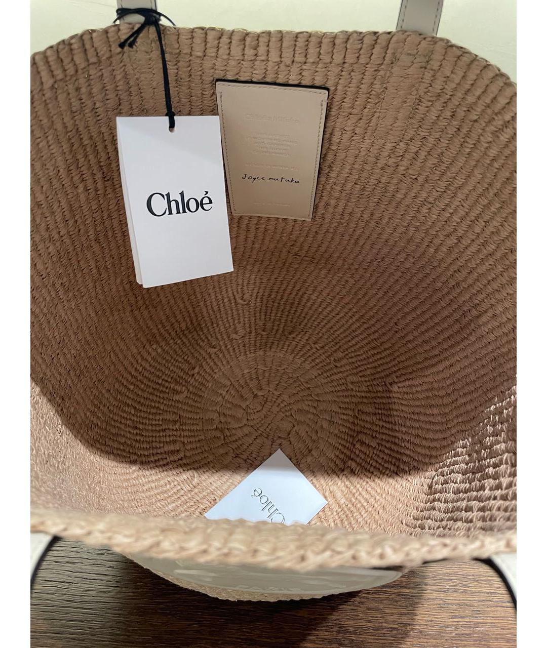 CHLOE Бежевая плетеная пляжная сумка, фото 4