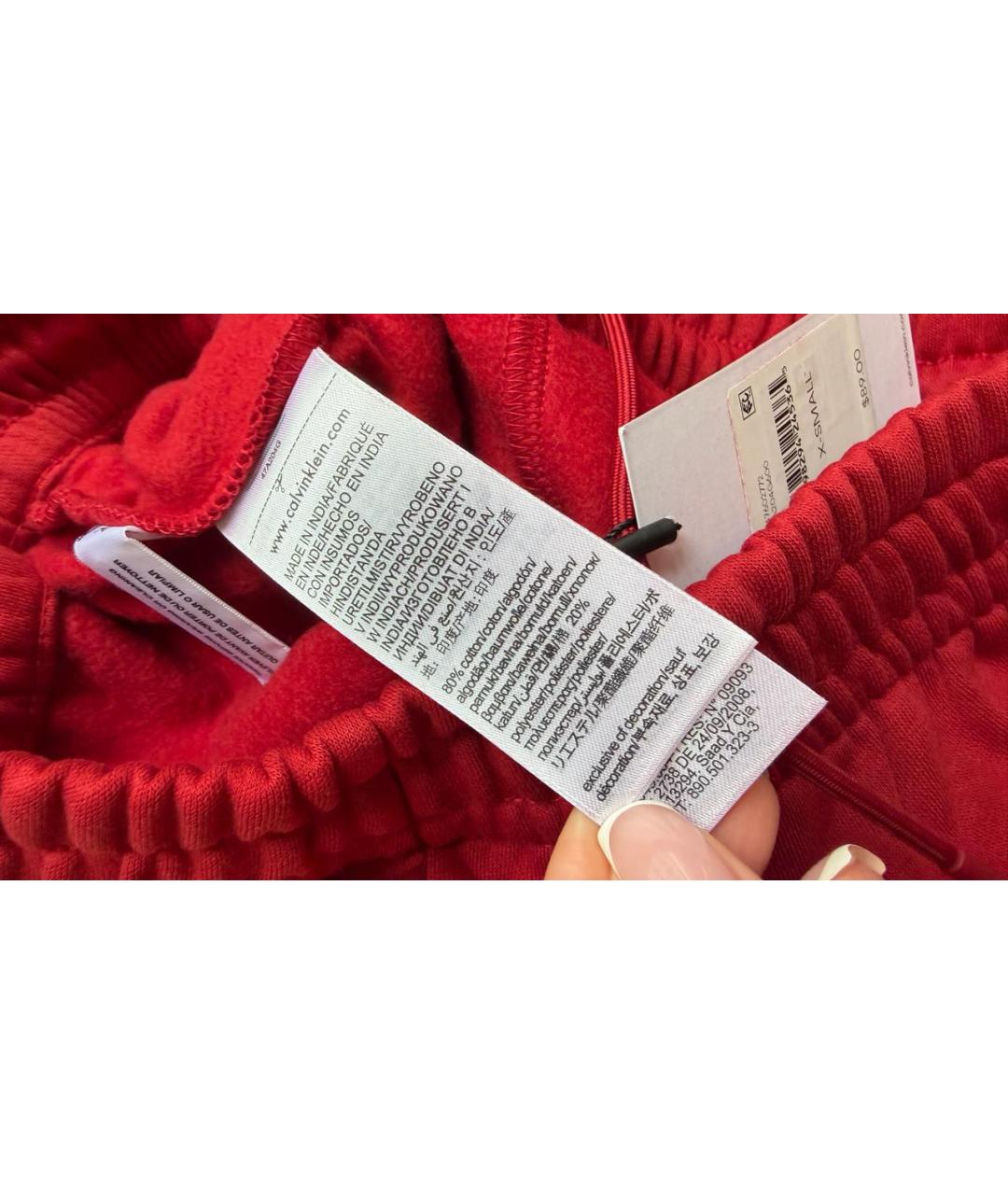 CALVIN KLEIN Красные хлопковые спортивные брюки и шорты, фото 5
