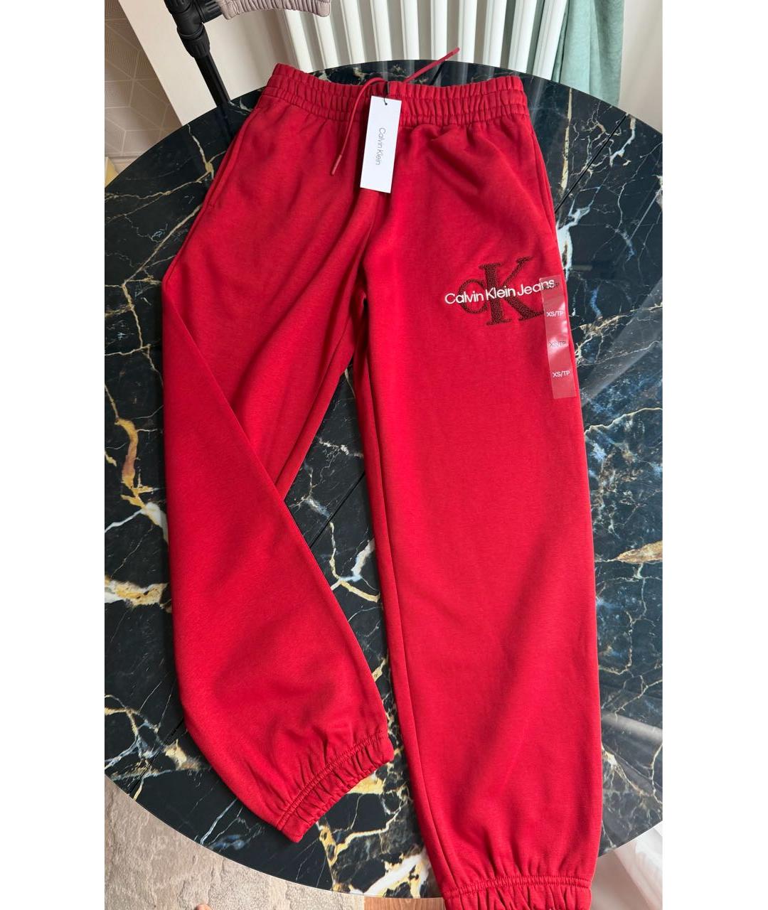 CALVIN KLEIN Красные хлопковые спортивные брюки и шорты, фото 2