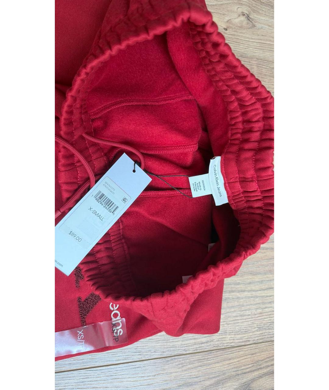 CALVIN KLEIN Красные хлопковые спортивные брюки и шорты, фото 4