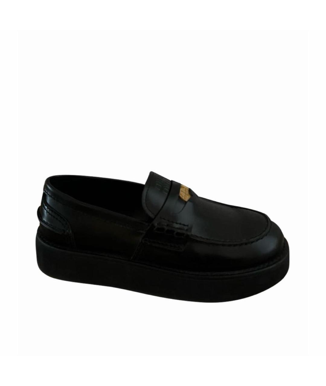 MIU MIU Черные кожаные лоферы, фото 1