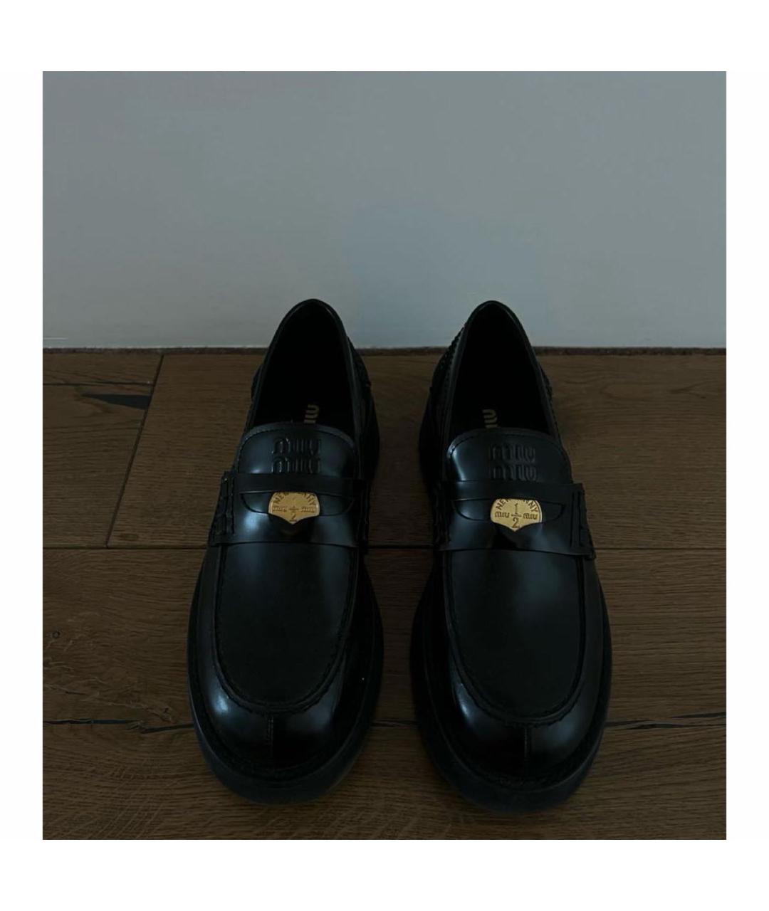 MIU MIU Черные кожаные лоферы, фото 2