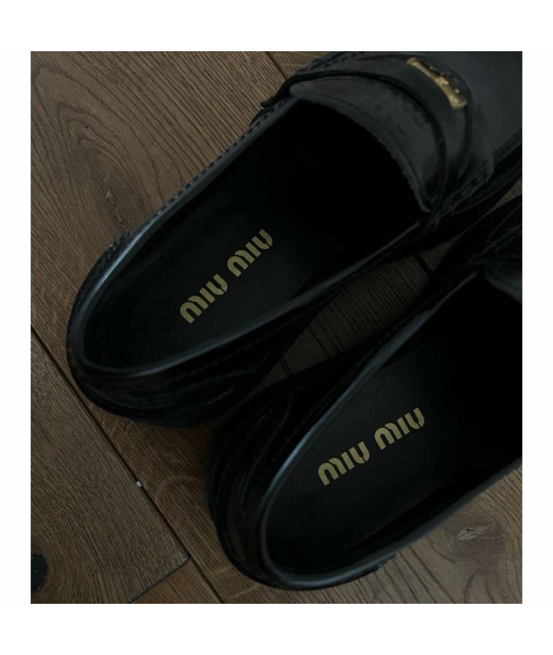 MIU MIU Черные кожаные лоферы, фото 3