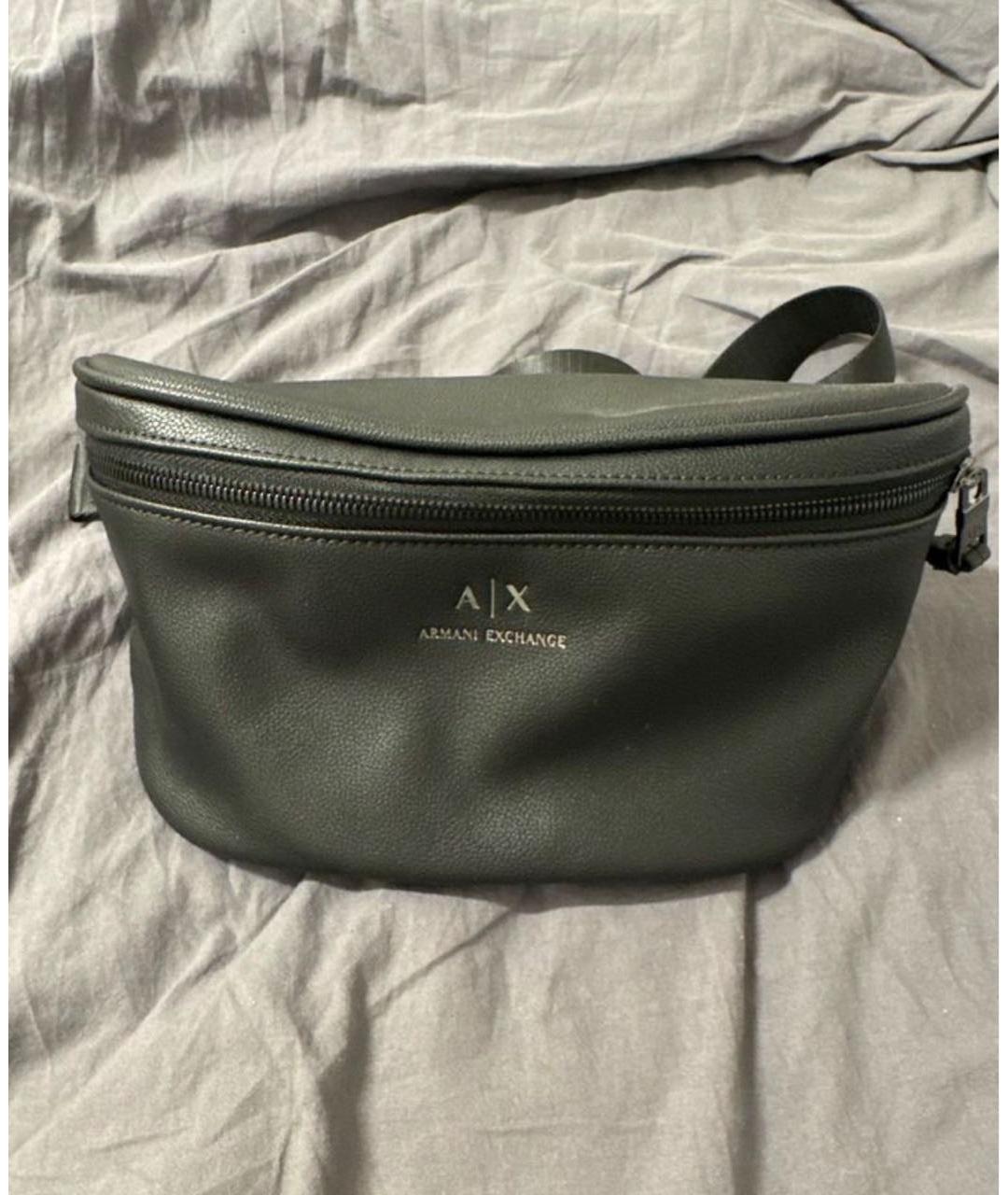 ARMANI EXCHANGE Черная кожаная поясная сумка, фото 2