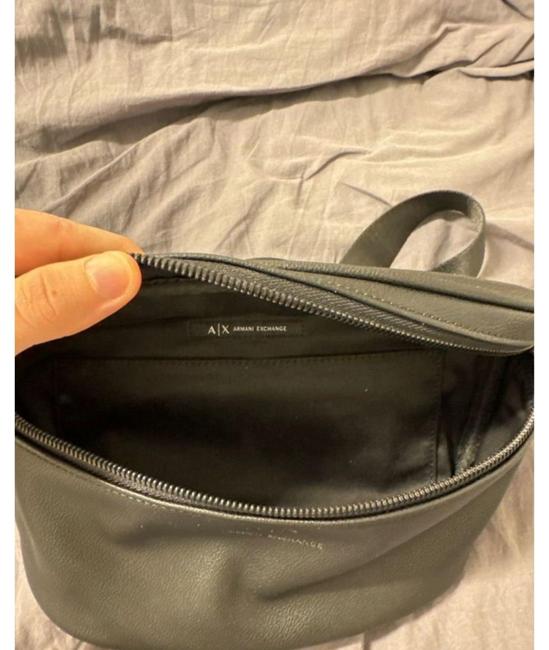 ARMANI EXCHANGE Черная кожаная поясная сумка, фото 3