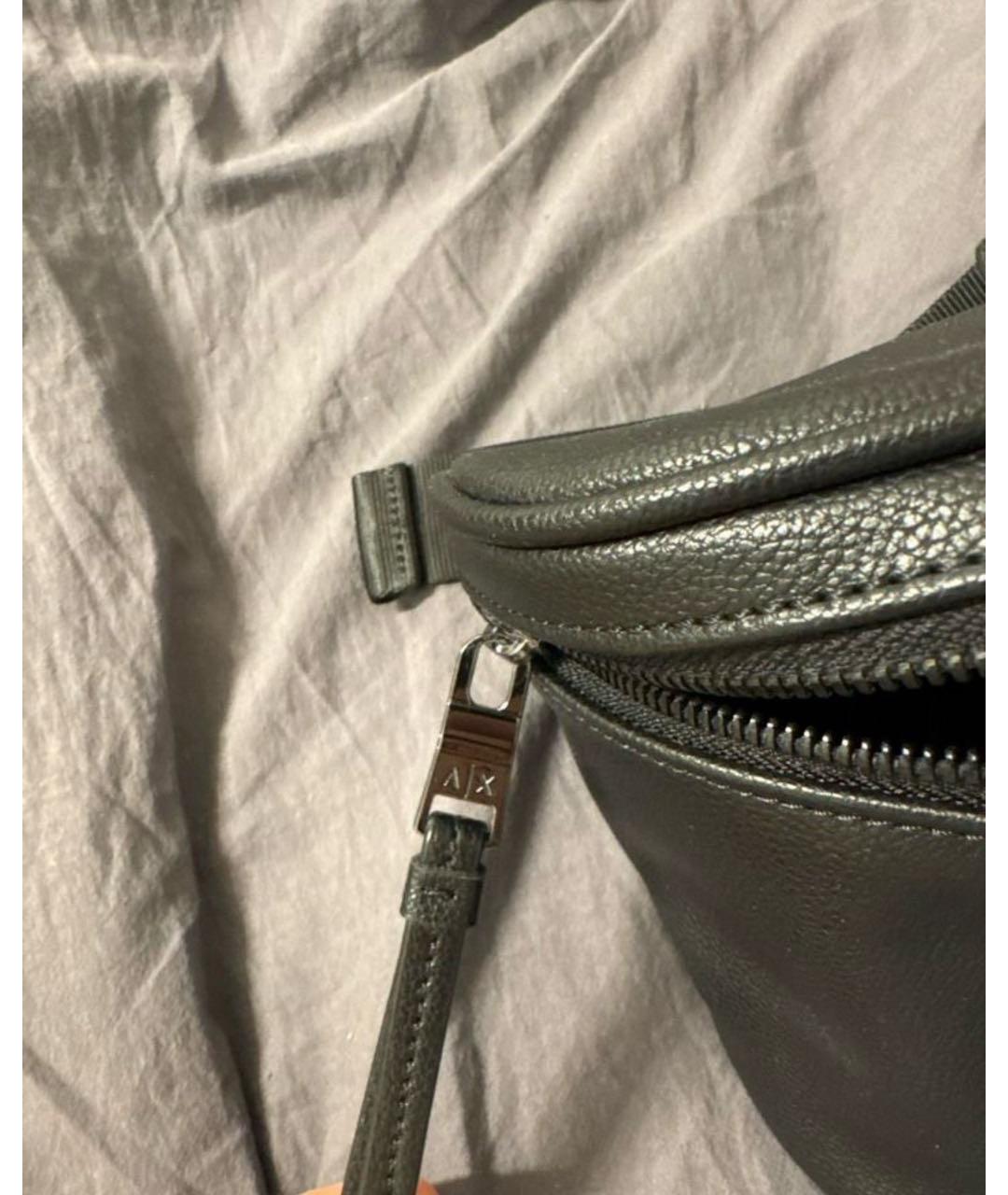 ARMANI EXCHANGE Черная кожаная поясная сумка, фото 4