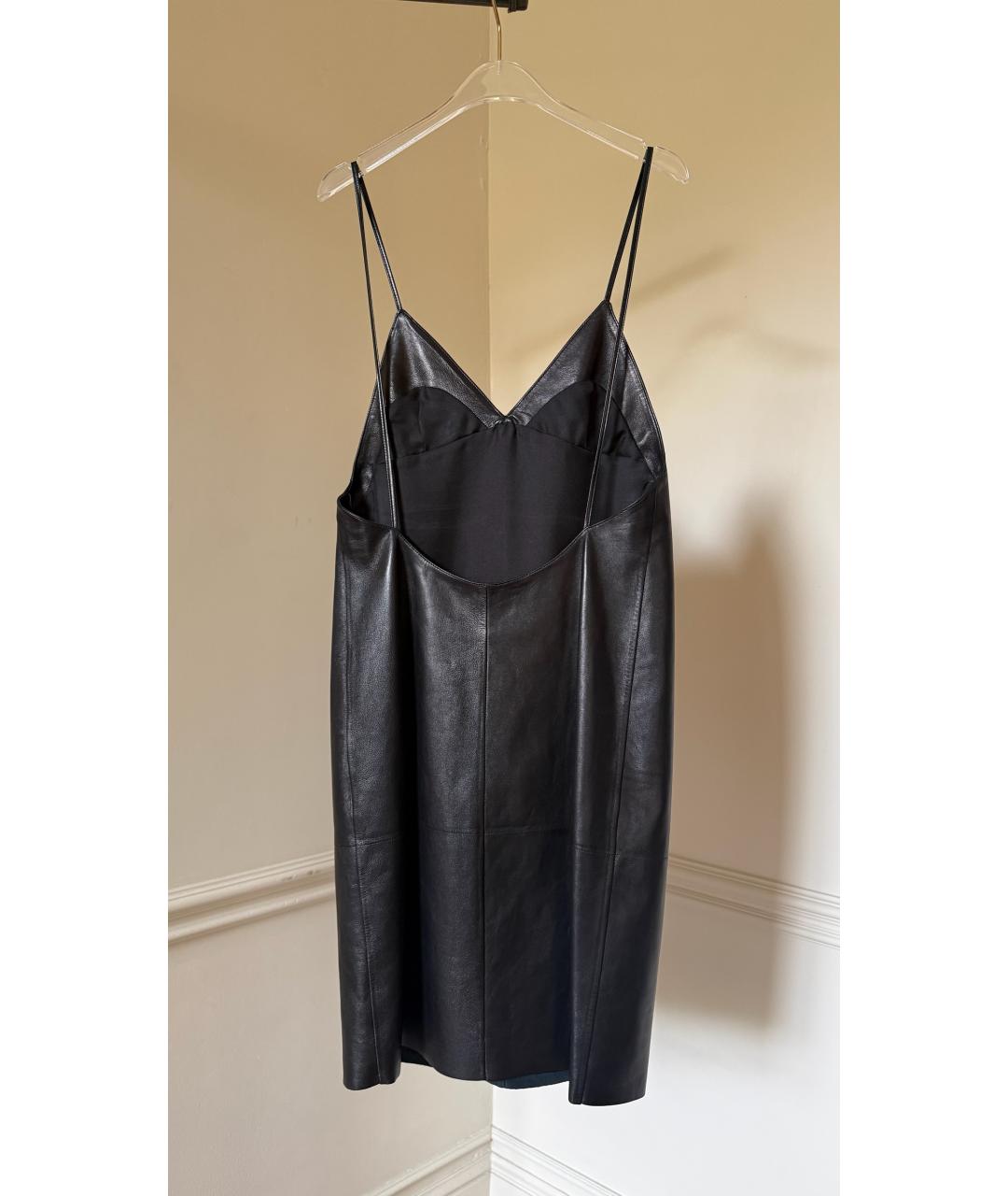 SAINT LAURENT Черное кожаное вечернее платье, фото 2