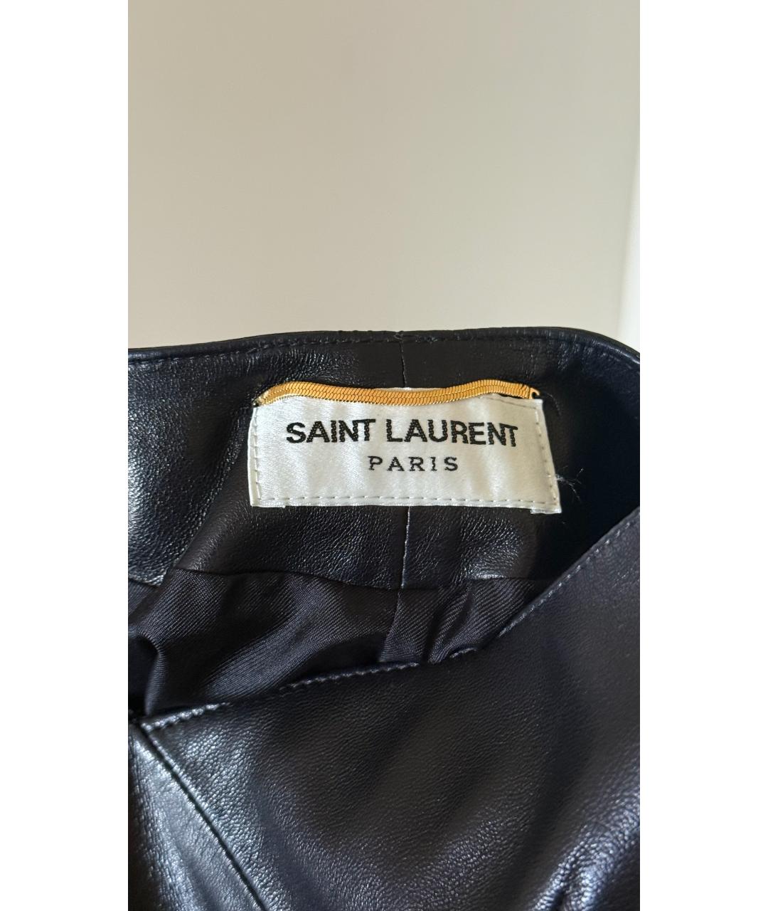 SAINT LAURENT Черное кожаное вечернее платье, фото 4