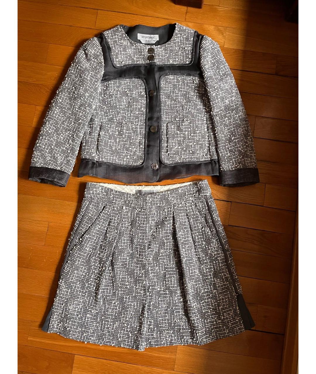 SPORTMAX Серый хлопковый костюм с юбками, фото 5