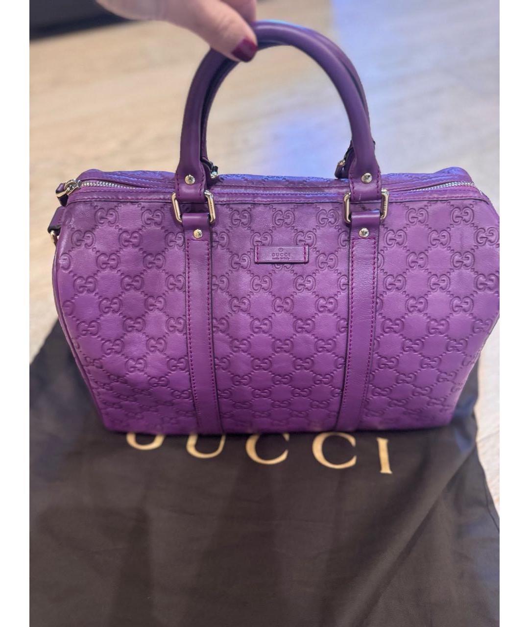 GUCCI Фиолетовая кожаная сумка с короткими ручками, фото 3