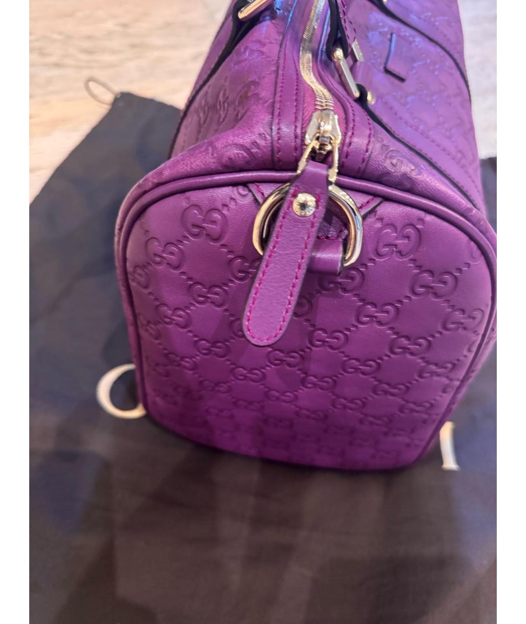 GUCCI Фиолетовая кожаная сумка с короткими ручками, фото 7