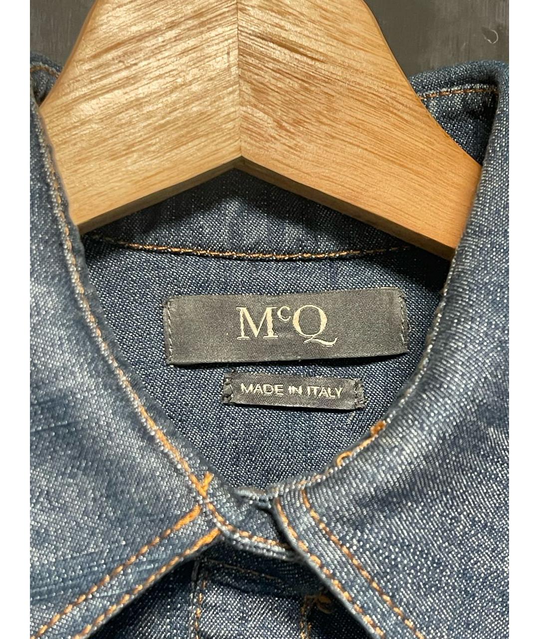 MCQ ALEXANDER MCQUEEN Темно-синяя хлопко-эластановая рубашка, фото 3