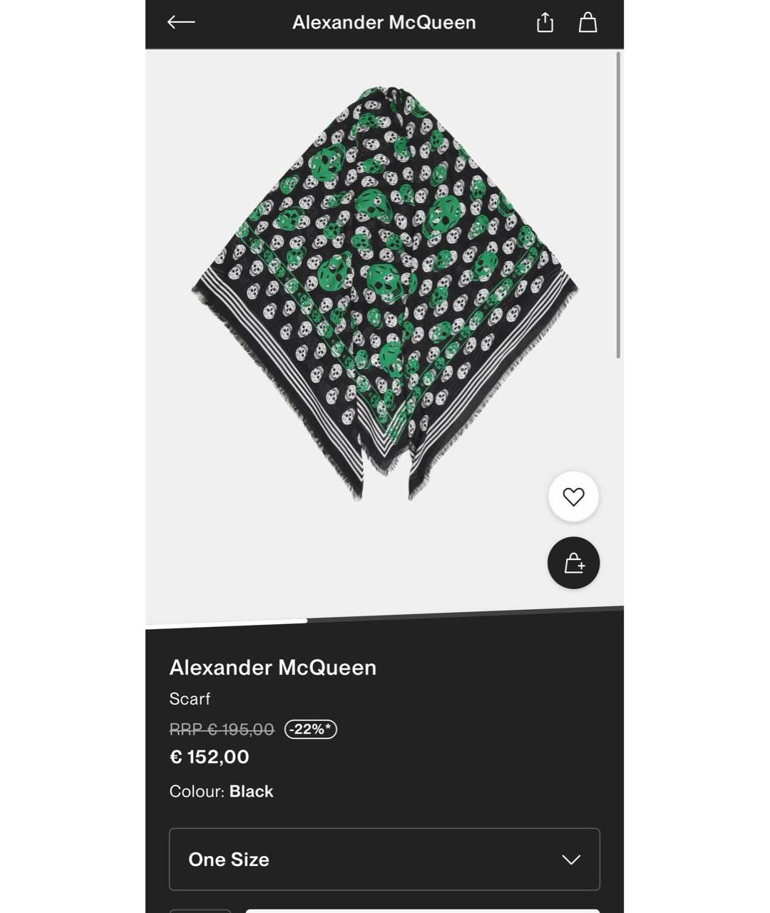ALEXANDER MCQUEEN Черный платок, фото 4