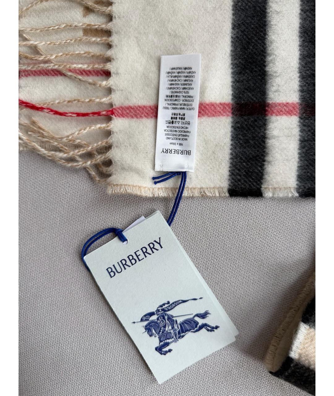 BURBERRY Бежевый кашемировый шарф, фото 3