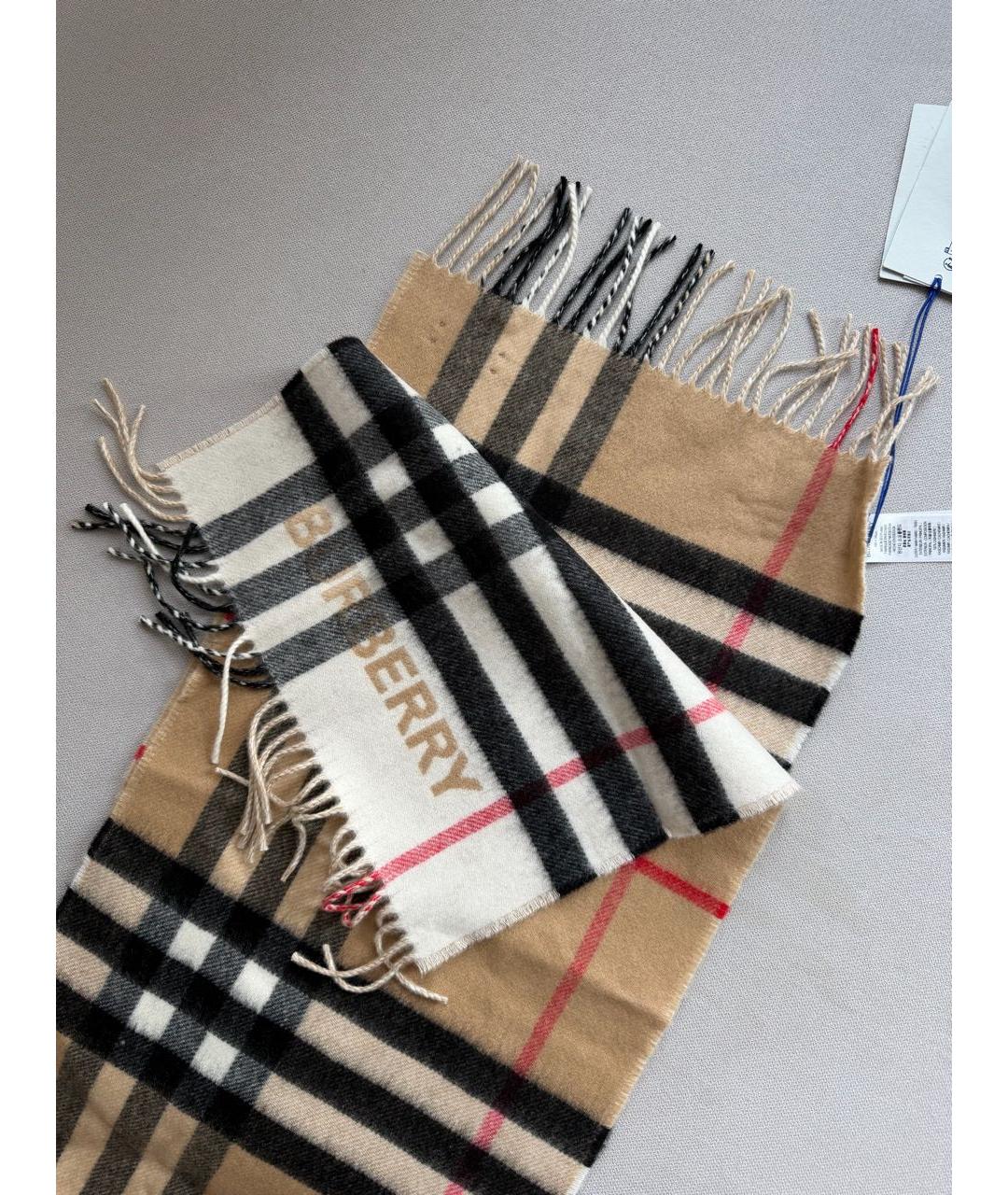 BURBERRY Бежевый кашемировый шарф, фото 2