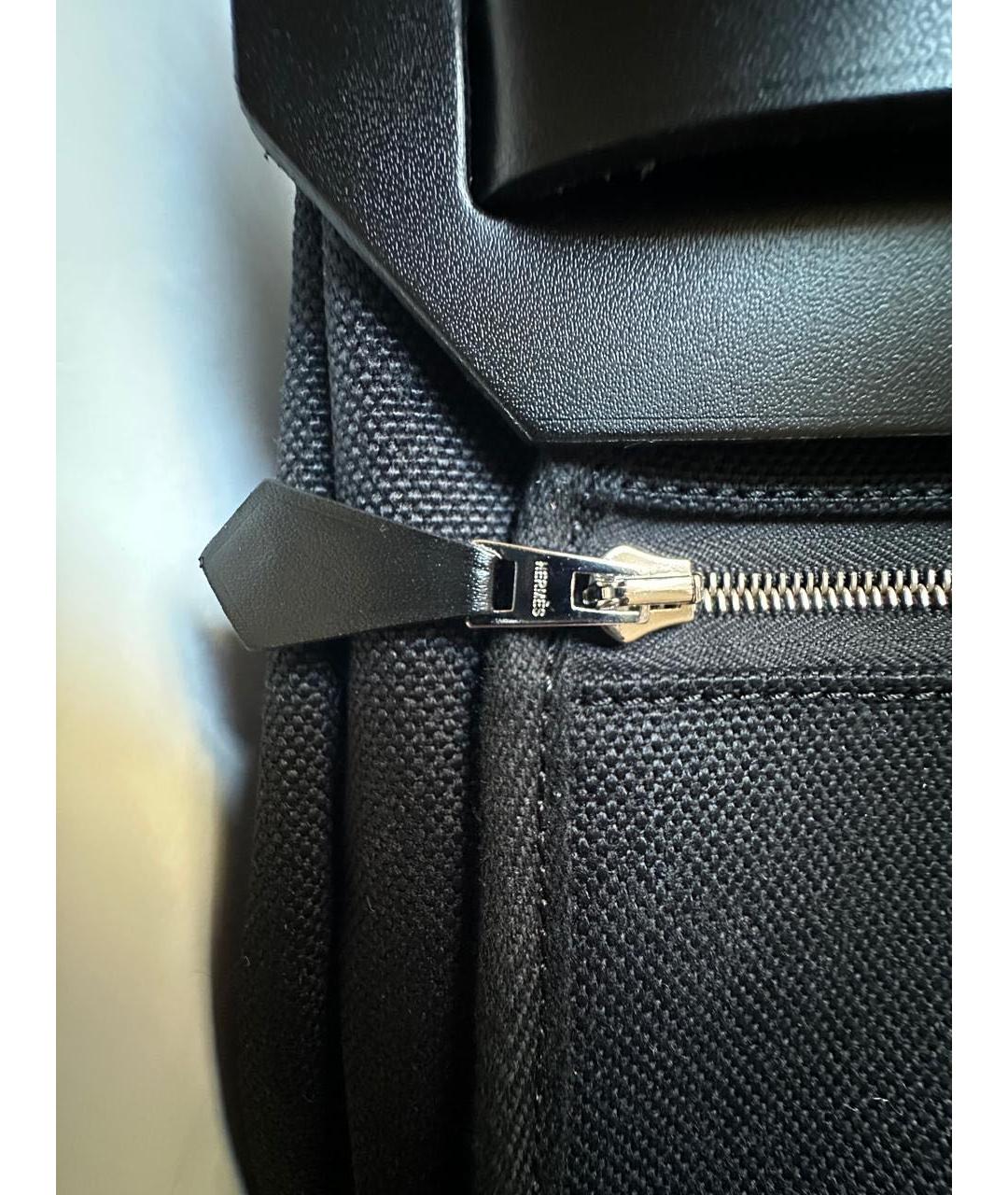 HERMES Черная сумка через плечо из канвы, фото 3