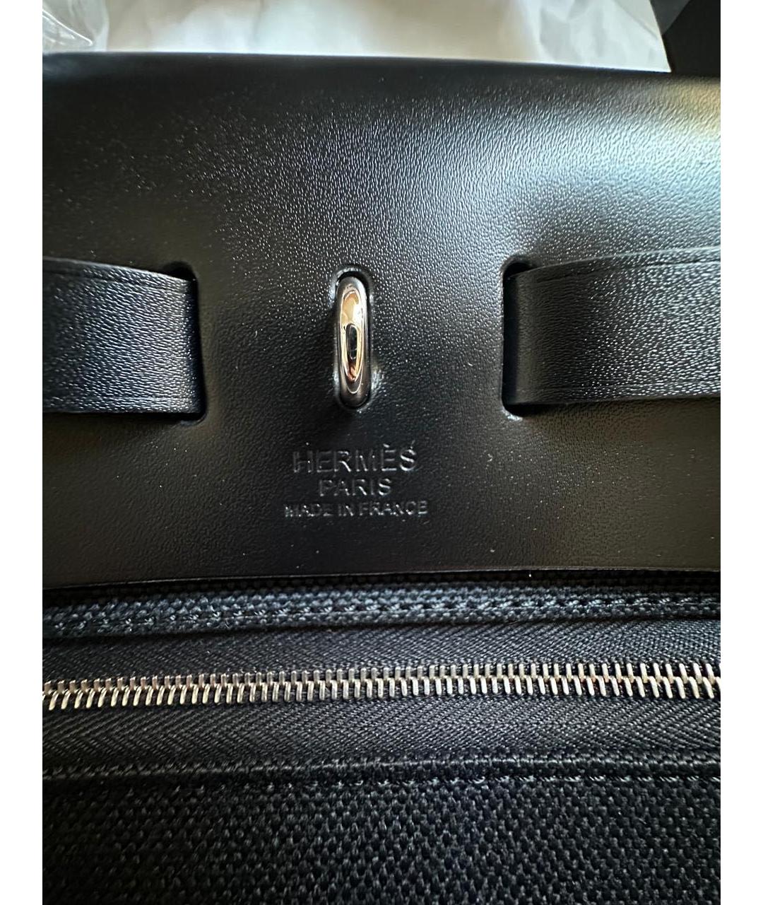 HERMES Черная сумка через плечо из канвы, фото 4