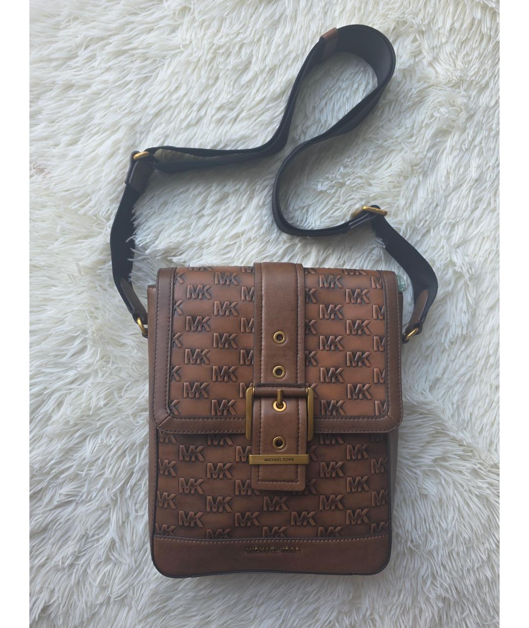 MICHAEL KORS Коричневая кожаная сумка на плечо, фото 7
