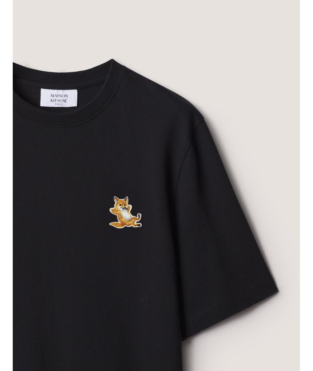 MAISON KITSUNE Черная хлопковая футболка, фото 3