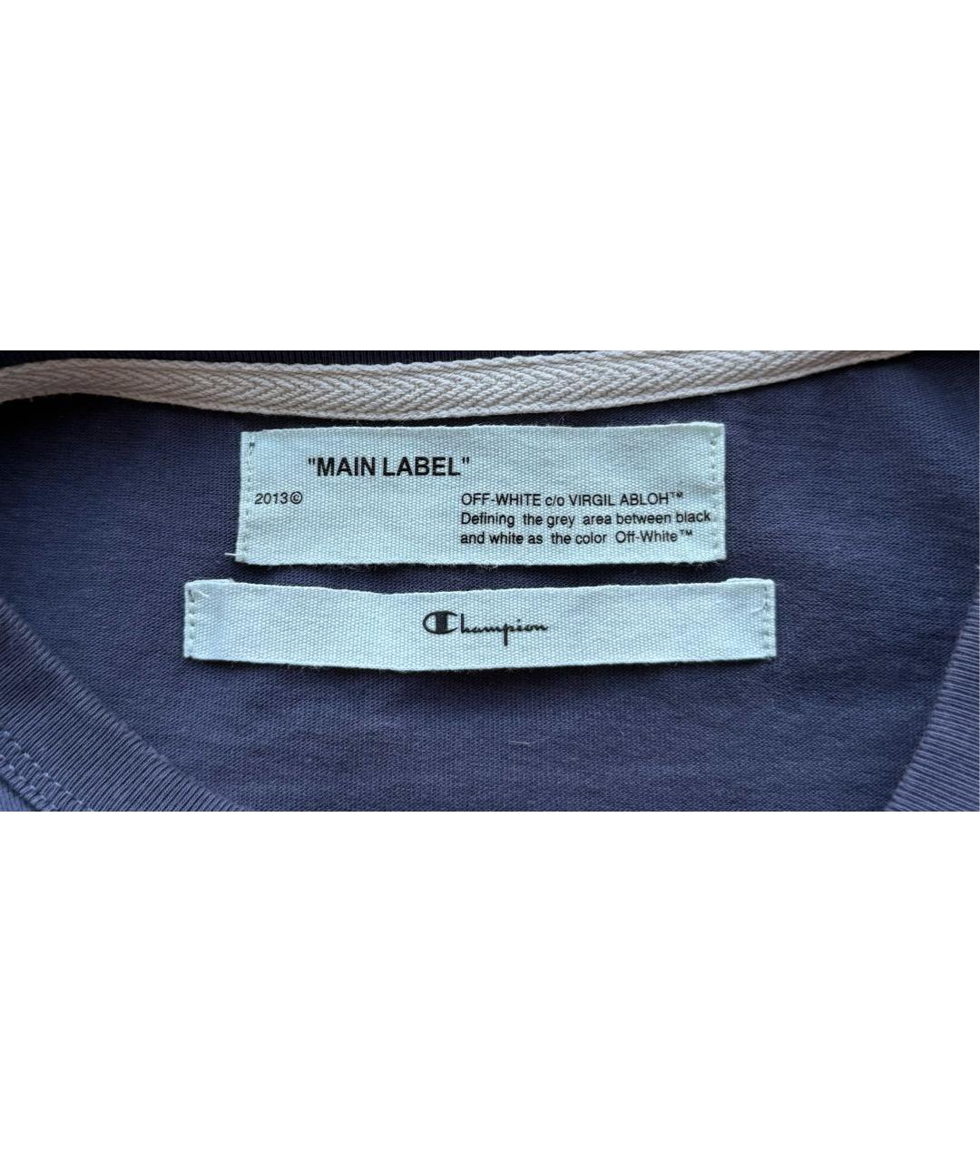 OFF-WHITE Синяя хлопковая футболка, фото 6