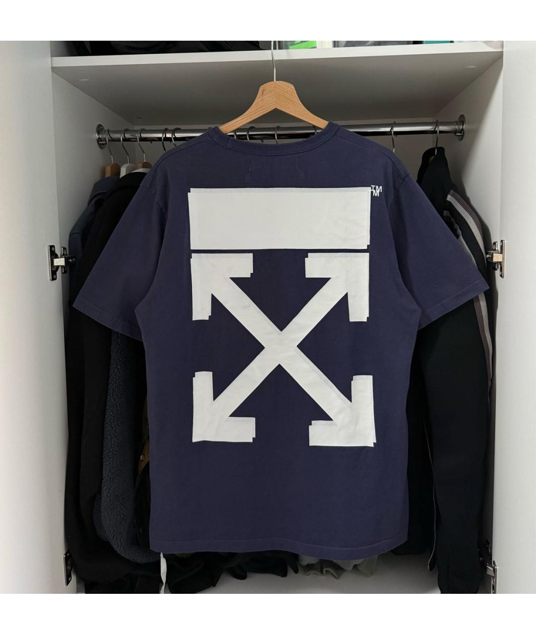 OFF-WHITE Синяя хлопковая футболка, фото 2