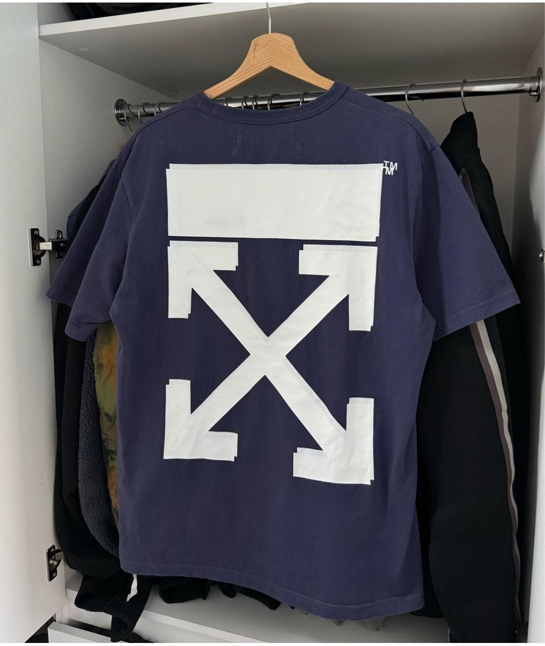 OFF-WHITE Синяя хлопковая футболка, фото 3