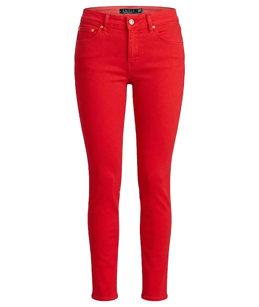 RALPH LAUREN Красные деним брюки узкие, фото 1