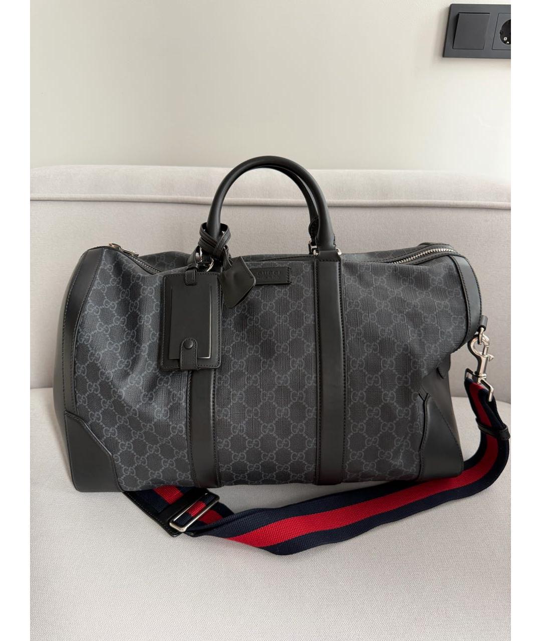 GUCCI Серая кожаная дорожная/спортивная сумка, фото 2