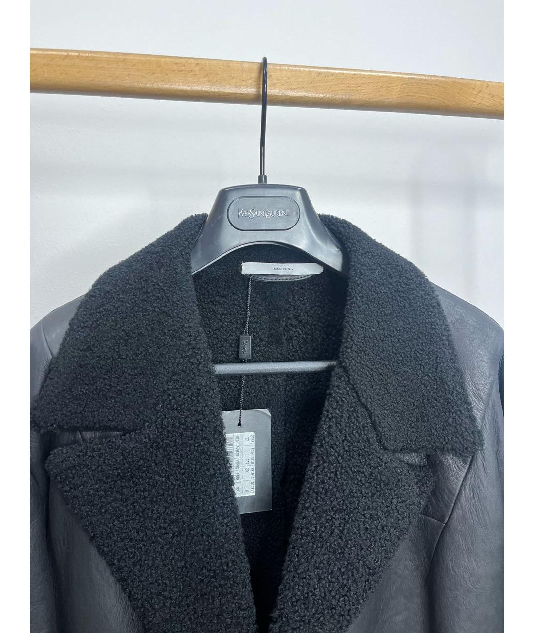 SAINT LAURENT Черная кожаная дубленка/шуба, фото 3