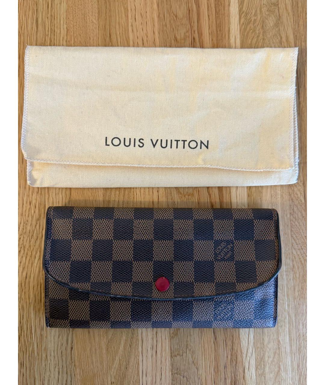 LOUIS VUITTON Коричневый кожаный кошелек, фото 7