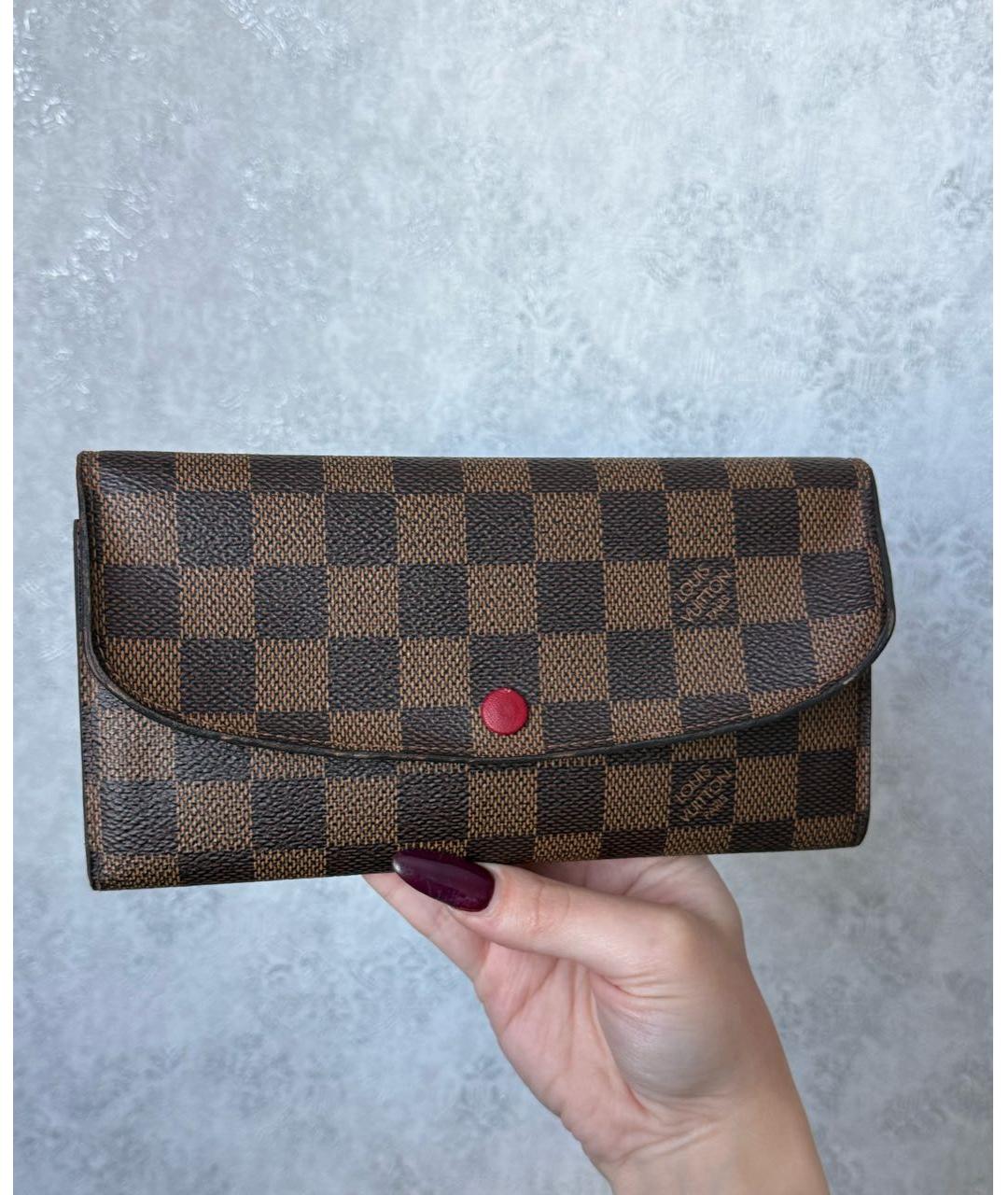 LOUIS VUITTON Коричневый кожаный кошелек, фото 2