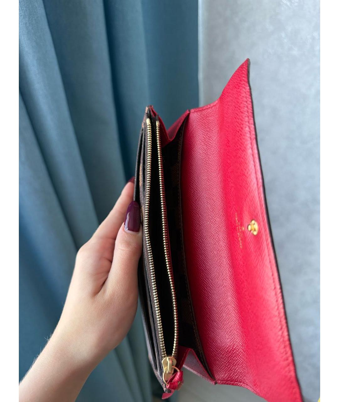 LOUIS VUITTON Коричневый кожаный кошелек, фото 4