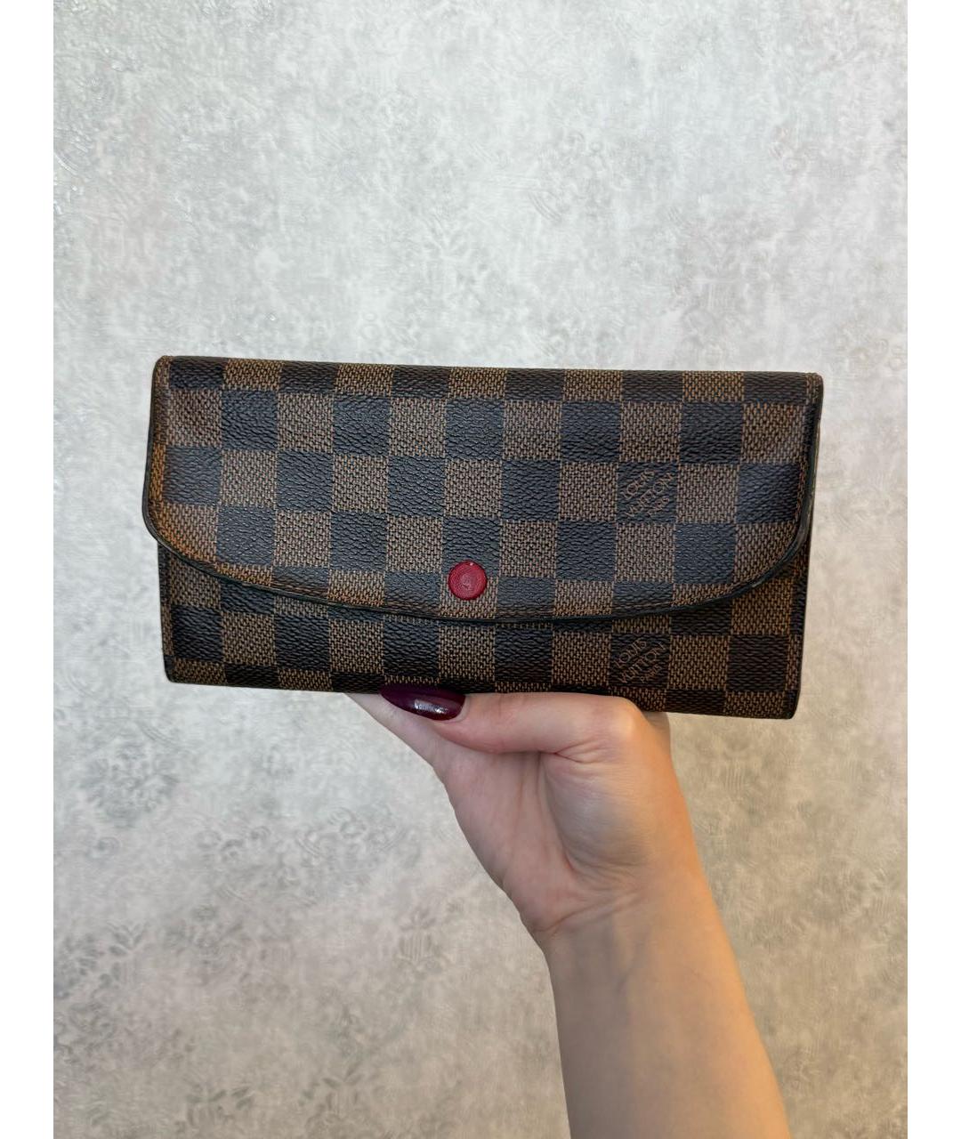 LOUIS VUITTON Коричневый кожаный кошелек, фото 8