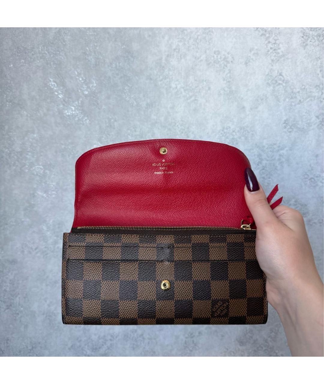 LOUIS VUITTON Коричневый кожаный кошелек, фото 5