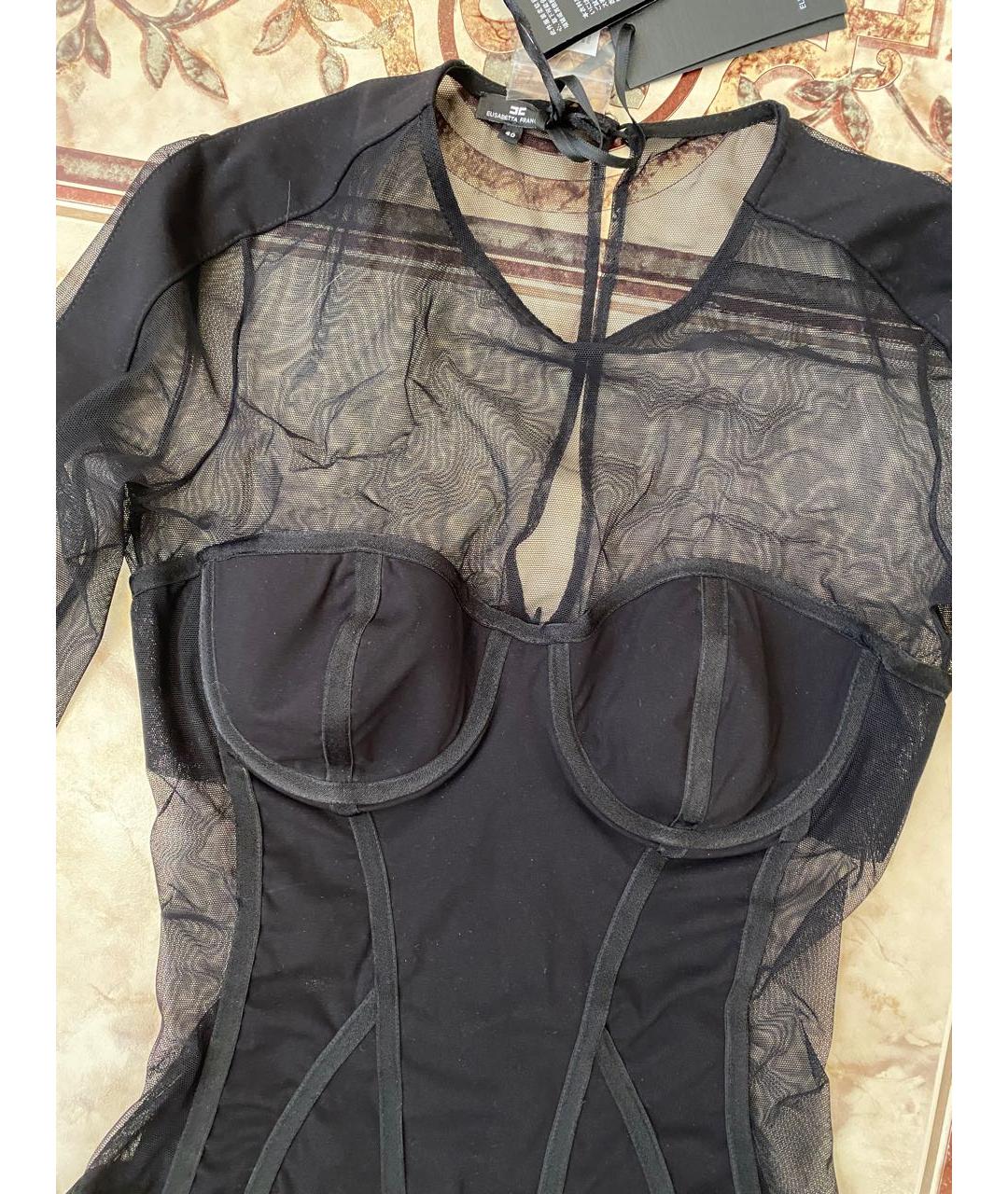 ELISABETTA FRANCHI Черная сетчатая блузы, фото 2
