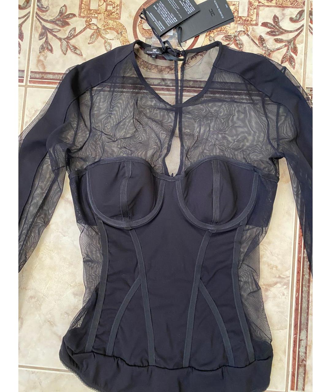 ELISABETTA FRANCHI Черная сетчатая блузы, фото 4