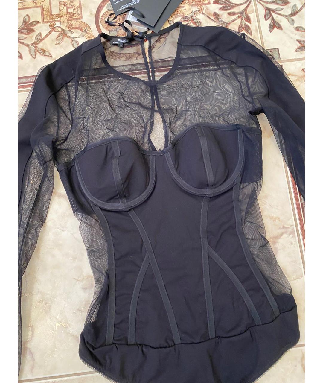 ELISABETTA FRANCHI Черная сетчатая блузы, фото 3