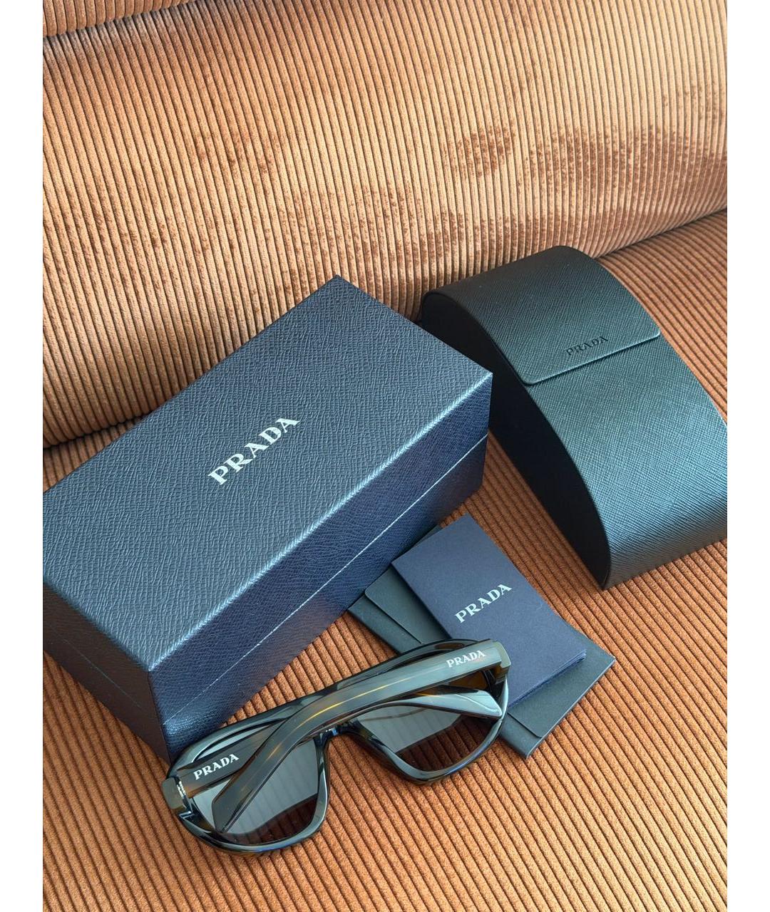 PRADA Коричневые пластиковые солнцезащитные очки, фото 5