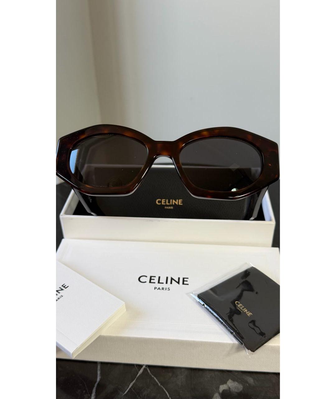 CELINE Коричневые пластиковые солнцезащитные очки, фото 4