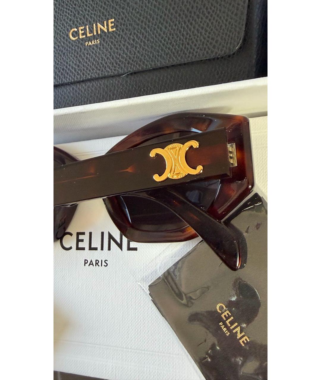 CELINE Коричневые пластиковые солнцезащитные очки, фото 3